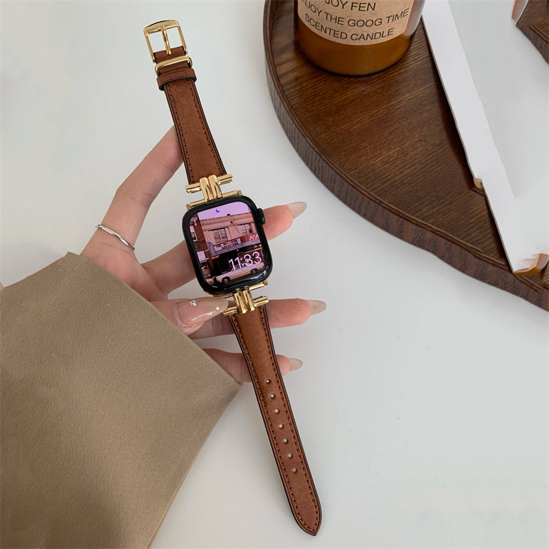 Vintage Leather Strap with Premium Metal Stitching