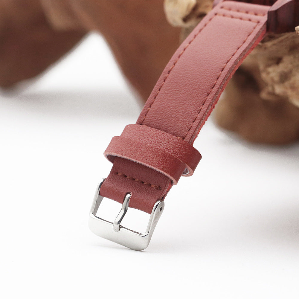 Wooden Quartz Triangle Couple Watch in Red Wood