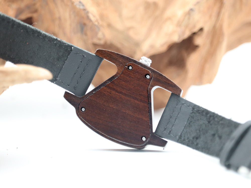 Wooden Quartz Triangle Couple Watch in Red Wood